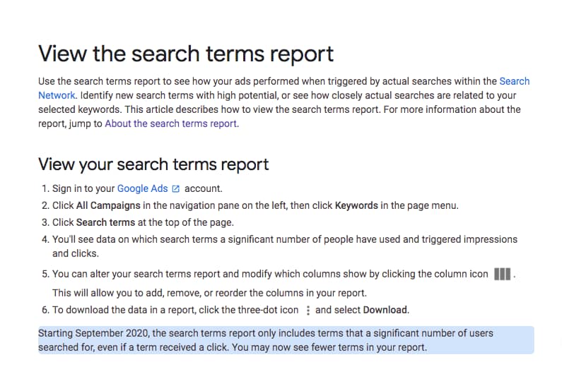 search term report update